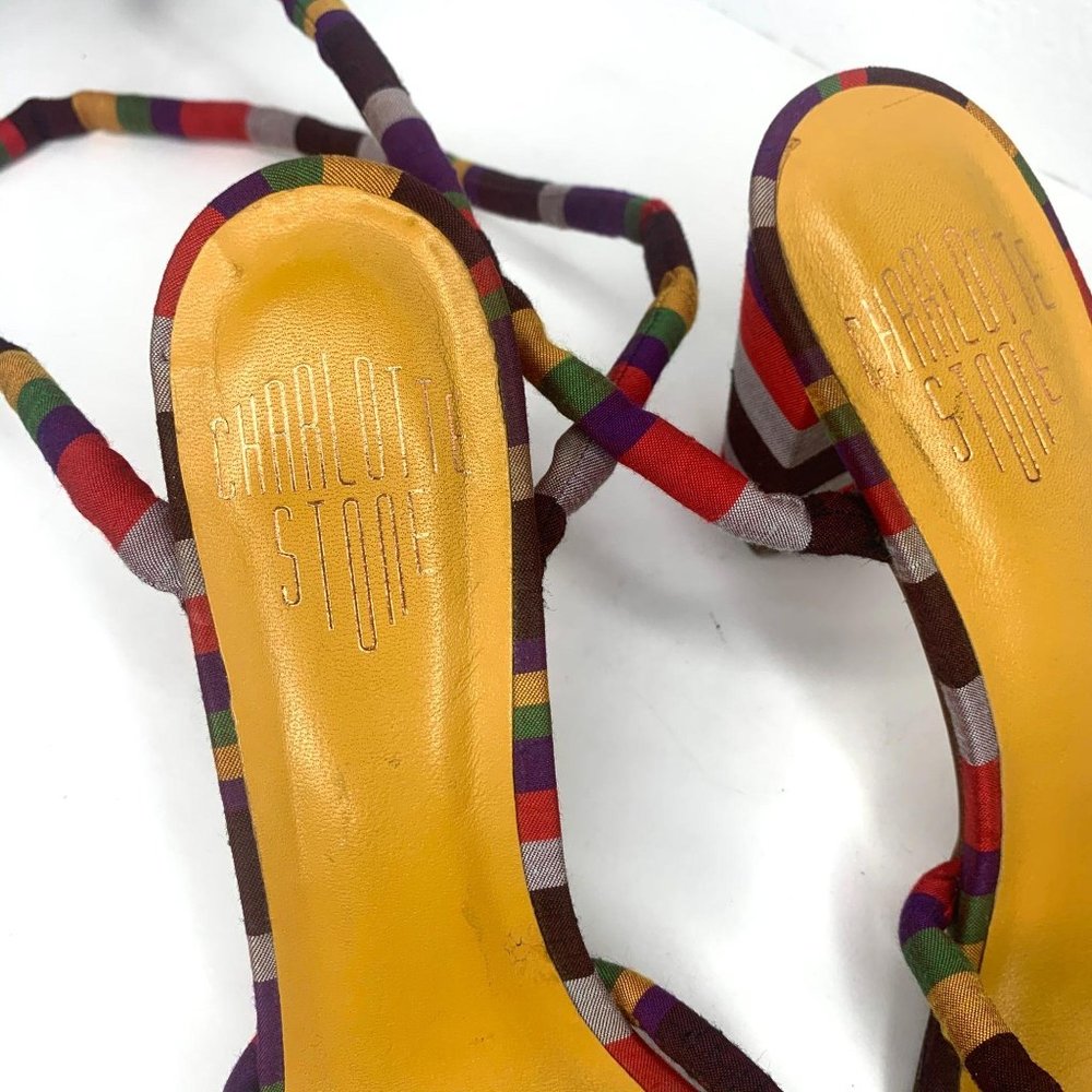 Charlotte Stone Anthropologie Tie Purple Heels - Picture 11 of 11